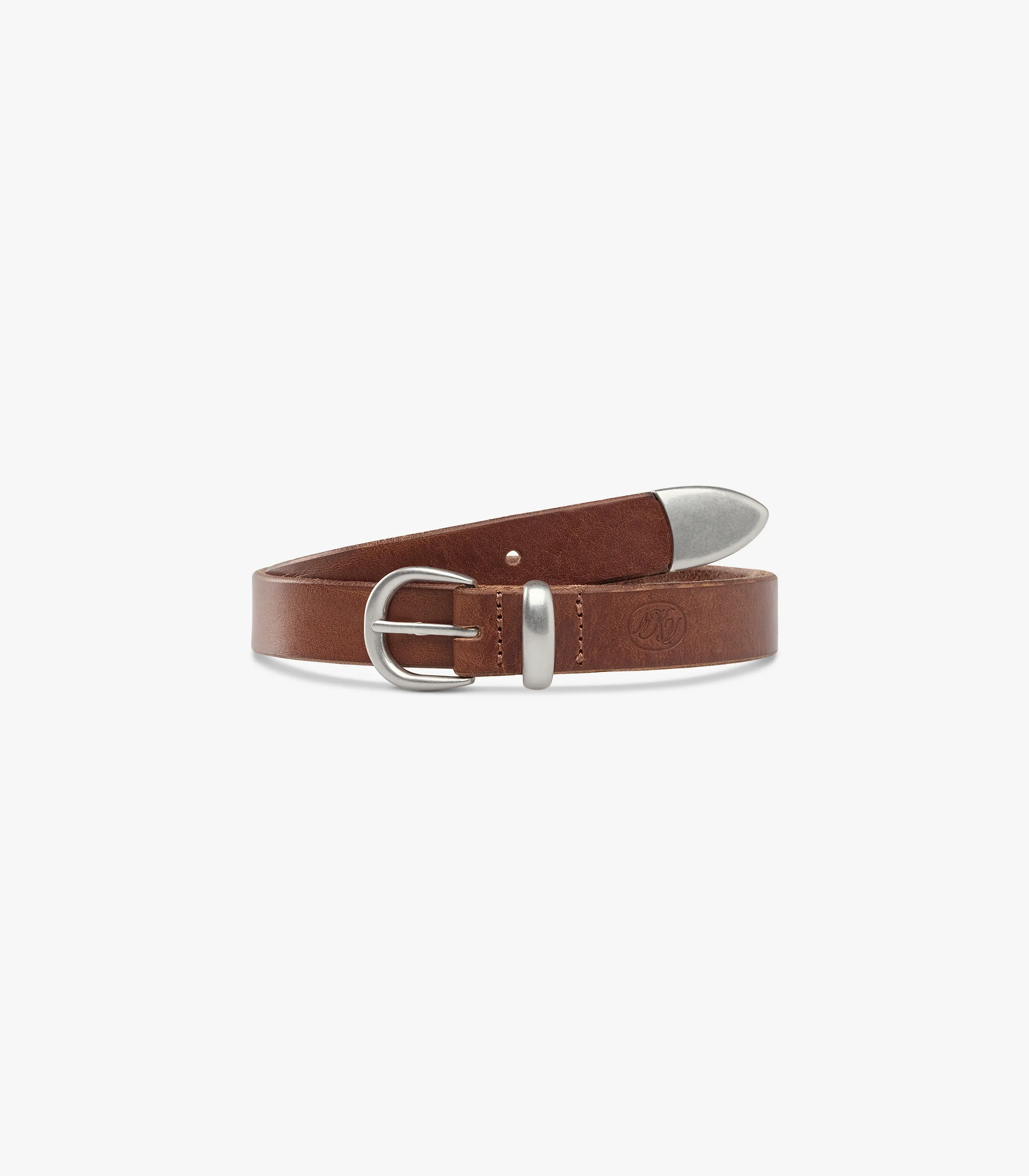 Western Bridle Leather Belt Slim - Image 3